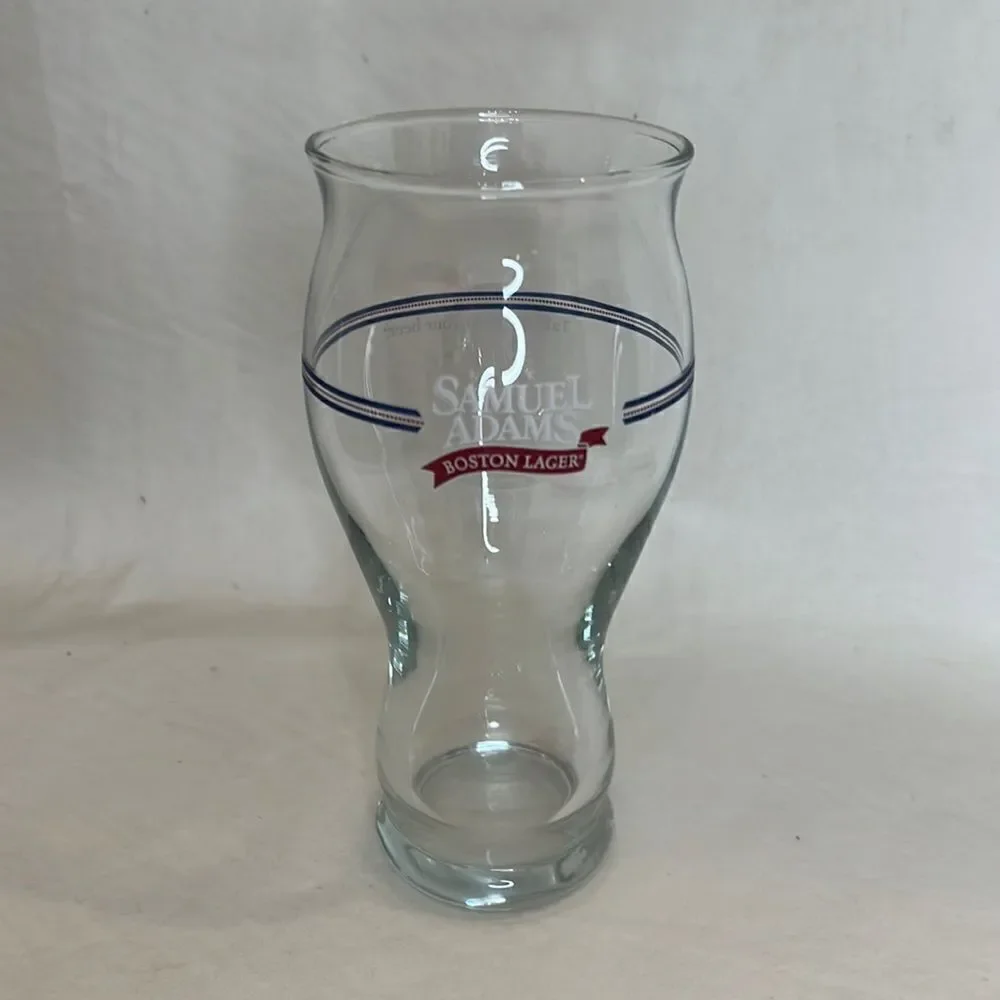 Samuel Adams Boston Lager Beer Glass 16 Oz 6 1/2 In Tall 3 In Round Blue Red